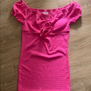 SO Pink Ruffled Bustier Mini Dress